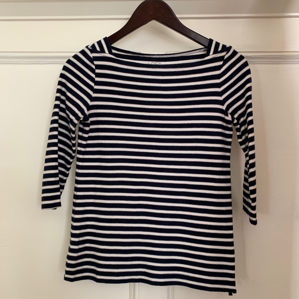 LOFT Three Quarter Sleeve Top Exposed Side Zipper